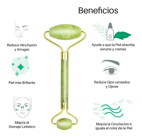 Rodillo De Jade Firmeza Facial Reduce Flacidez Ojeras Bolsas