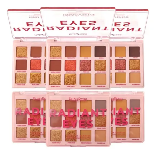 Paleta 12 Sombras Matte Glitter Radiant Eyes Ruby Rose Color Terracota