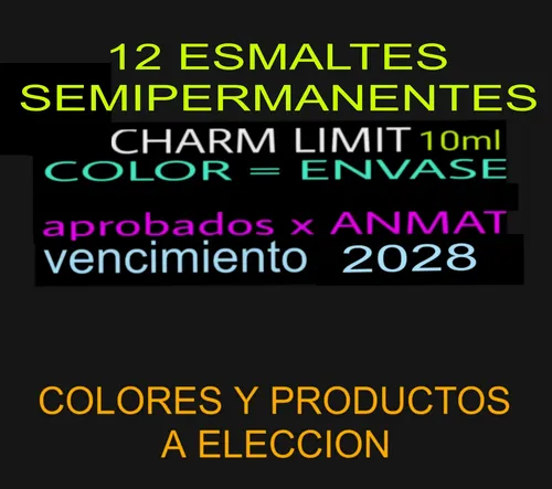 12 Esmaltes Semipermanentes Charm Limit 10 Mililitros Aproba