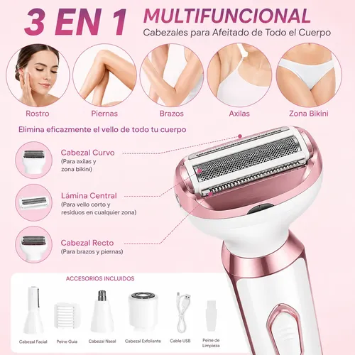 Depiladora Eléctrica 4 En 1 Mujer Piernas Y Axilas Playa