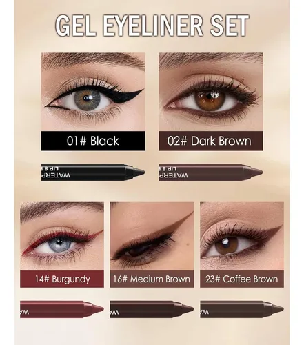 Set De 10 Lápices De Gel Para Ojos Resistentes Al Agua