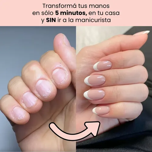 Press On Francesita Almendra Uñas Postizas Autoadhesivas