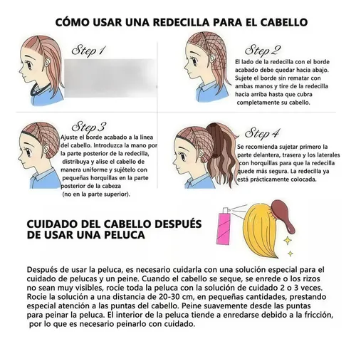 Peluca Larga Cosplay Anime Con Flequillo Para Disfraces