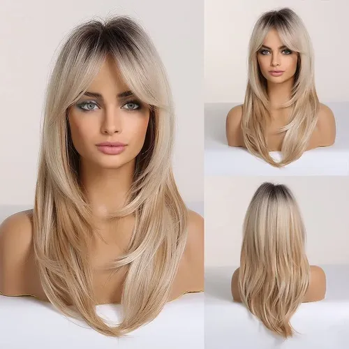 ! % Pelucas Rubias Largas For Mujeres Peluca De Cabello #