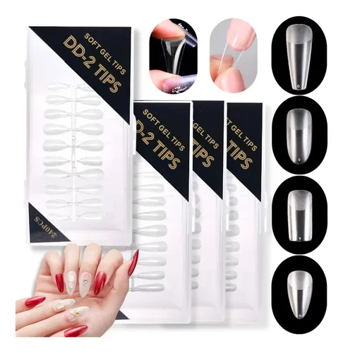 Tips Soft Gel Press On Caja X240u Ultra Fino Pre Limadas Dd2