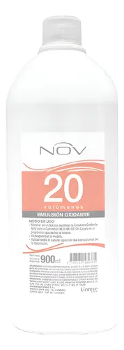Agua Oxigenada Nov Oxidante Crema 20vol Botella Por 900ml Tono 20 Volumenes