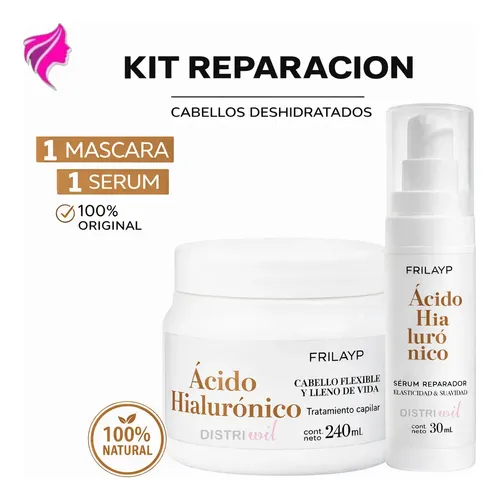 Mascara Capilar Acido Hialuronico X240g + Serum 30ml Frilayp
