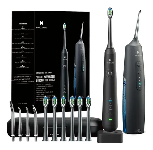 Kit Oral Limpiador Hilo Dental Y Cepillo Negro Negro