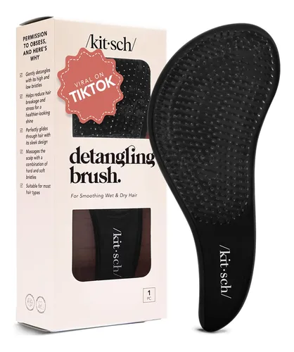 Cepillo Desenredante Kitsch Oblongo Negro Para Todo Cabello