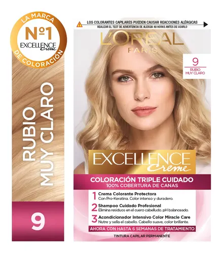 Kit De Coloración Excellence Creme L’oréal Paris Tono 9 Rubio Muy Claro