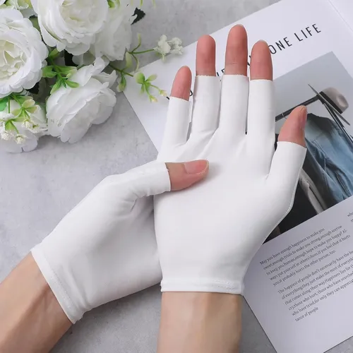 Guantes Blancos Sin Dedos Hidratantes Para Noche 4 Pares