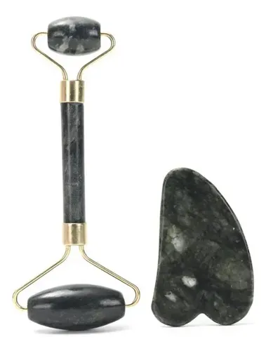 Rodillo Masajeador Facial Corporal De Jade Y Piedra Gua Sha
