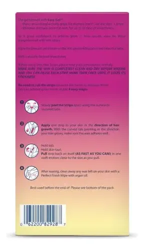 Veet Depiladora Piernas Y Cuerpo Tiras De Cera Fría, 40 Ct (
