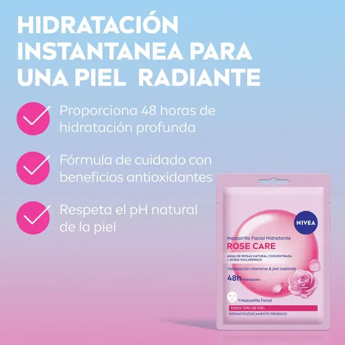 Mascarilla En Tela Facial Nivea De Papel Rose Care X 1 Un