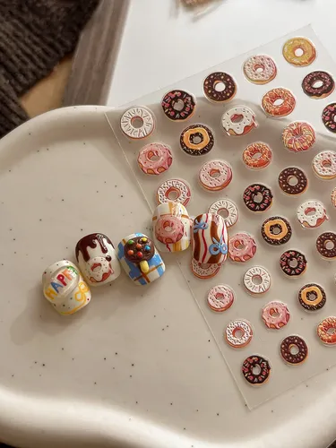 Pegatinas De Uñas Con Diseño De Donas Lindas