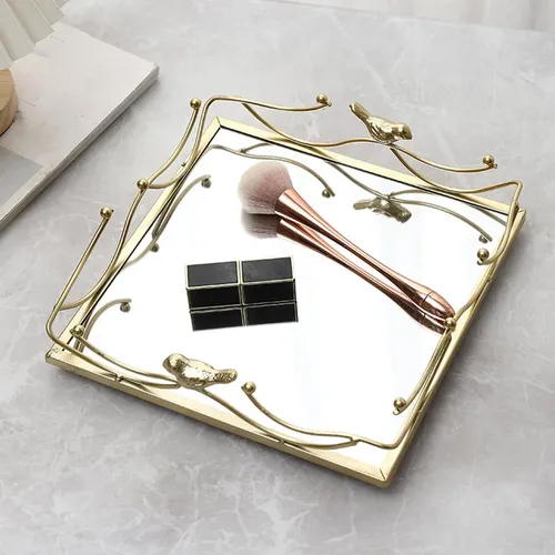 Organizador De Maquillaje Con Bandeja Decorativa Con Espejo,