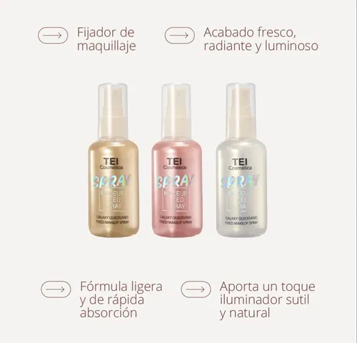 Spray Fijador De Maquillaje Con Glitter Tei Cosmética