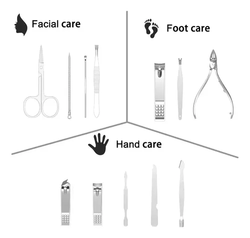 Kit Pedicura Manicura 12 Herramientas Acero + Suero Hongos