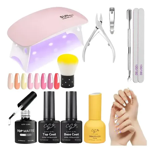 Kit Uñas Esculpidas Esmaltado Semipermanente Insumos City