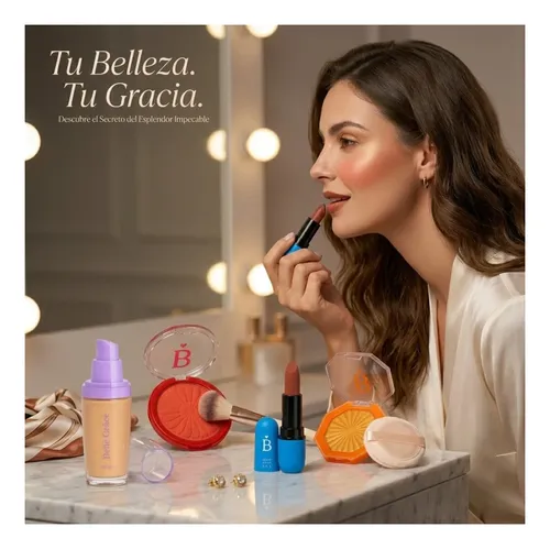 Kit Maquillaje Base Mate Rubor Labial Iluminador Duradero