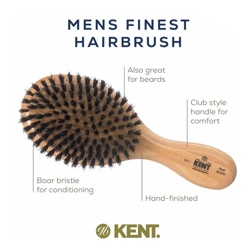 Cepillo Para Cabello Y Barba Kent Og1 De Cerdas De Jabalí