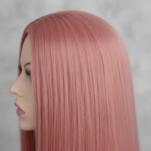 Peluca Lacia Rosa Fibra Sintetica Cosplay Drag Oncológica