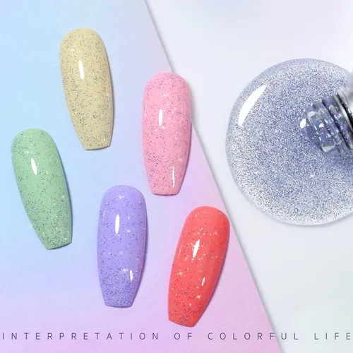 Top Coat De Gel Glitter Gaoy 16 Ml Plateado Iridiscente
