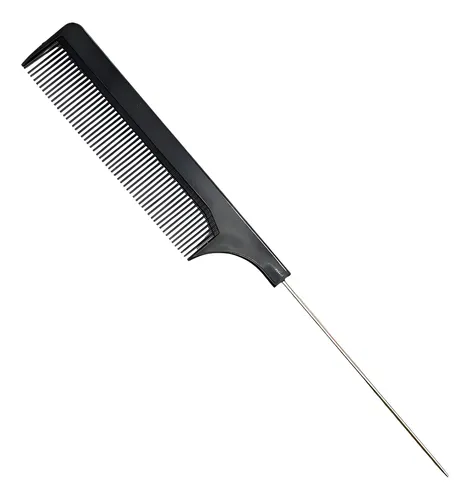 Peine Carbono Profesional Punta Metal Eurostil Negro