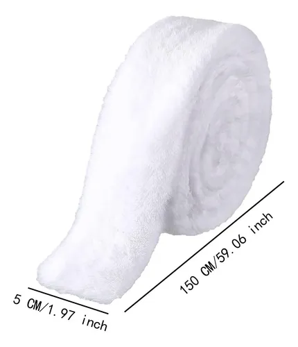 Cinta Decorativa Con Ribete De Piel Pelaje Corto Blanco