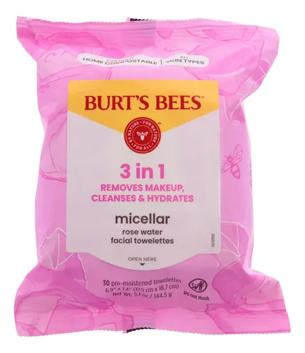 Burt’s Bees Micellar Agua Rosas 30 Cleansing Wipes