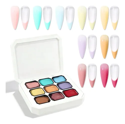Set 9 Geles Para Uñas Efecto Aura Degradé