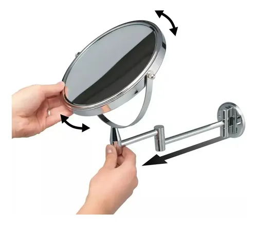 Espejo Articulado Doble 20 Cm Cromo Baño Habitación Makeup