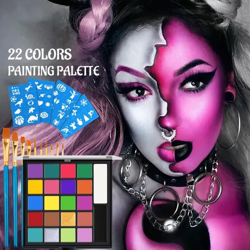 & Kit De Pintura Facial Al Óleo De 22 Colores Con 10 *