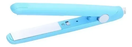 Planchita De Pelo Mini Portátil Viaje Flequillo Con Estuche Alisadora Compacta Ideal Para Cartera Retoques Cabello Color Aqua Celeste WIMPORT