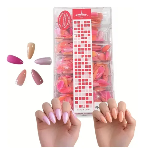 Tips Almendra Uñas Postizas Soft Gel Color Surtido X500