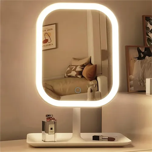 Q Espejo De Maquillaje Plegable Led De 3 Colores, Interior M