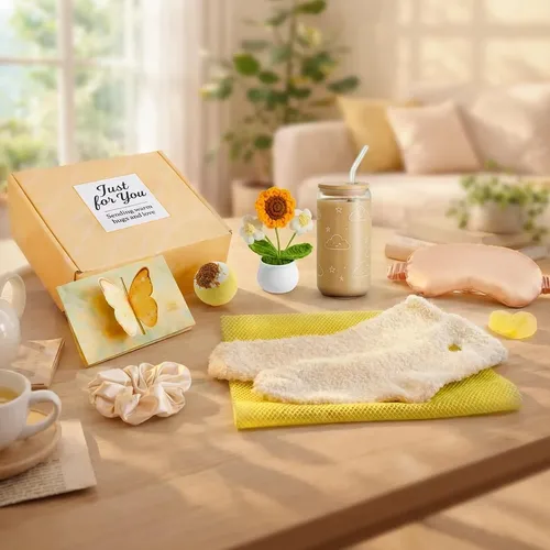 Caja De Cuidado Para Mujeres Con Regalo De Spa Amarillo