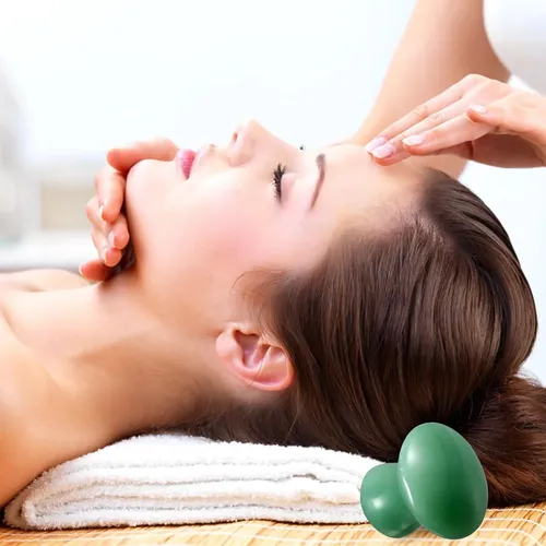 Rodillos De Jade Verde Para Masaje Facial Gua Sha Chico