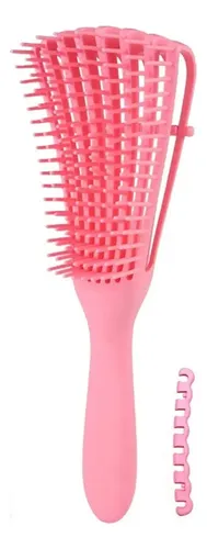 Cepillo Desenredante Cabello Rizado Afro Ondulado Color Rosa