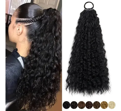 Peluca Larga Rizada Con Coleta Estilo Natural For Mujer D
