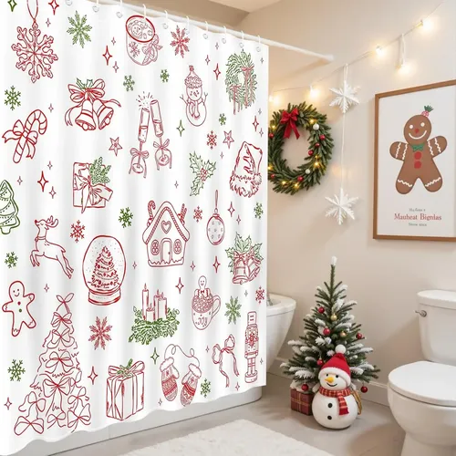 Cortina De Ducha De Navidad Para Niños Con Árbol Lindo