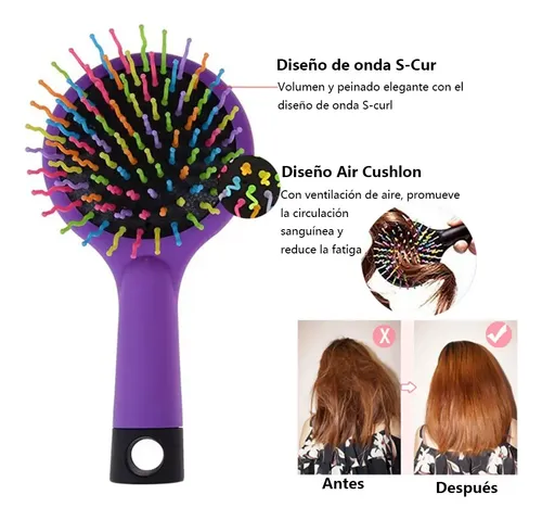 Cepillo Esférico Y Arcoíris Rizos Forma F Desenredar Cabello