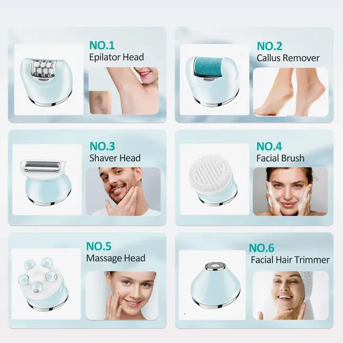 Depiladora 6 En 1 Ipx7 Recargable Mujeres Afeitadora Facial
