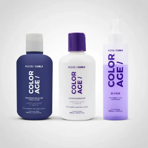 Shampoo Acondicionador Y Bifasico Rulos Pelo Seco Color Age