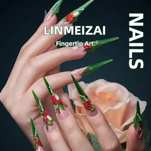 Uñas Press-on Cuadradas 24pcs Linmeizai Design S-26