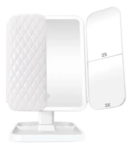 Espejo Triple Con Luz Led Usb Maquillaje Make Up