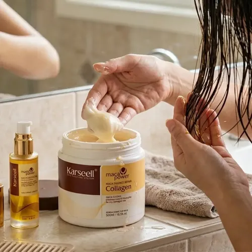 Combo Karseell Mascarilla Capilar de Colágeno 500ml – Aceite de Maca 50ml