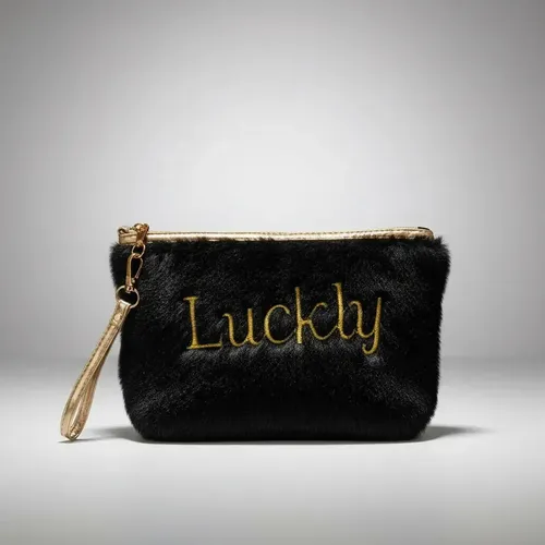 Neceser Porta Maquillaje Estilo Soft Plush Negro Organizador Maquillaje Cosméticos Accesorios Objetos Personales Viajes