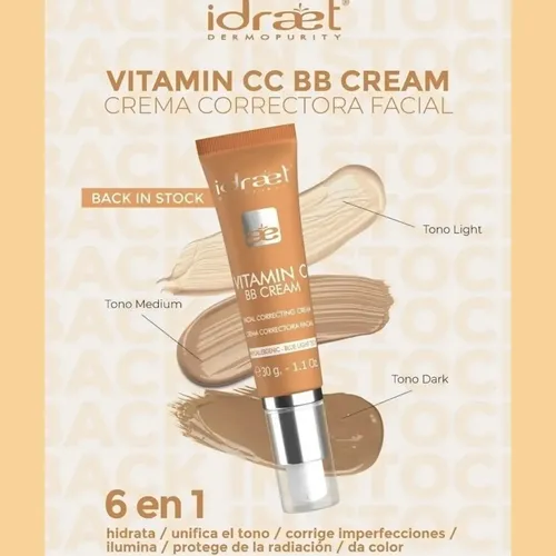 Base Maquillaje Vitamin C Bb Cream Correctora Idraet Medium