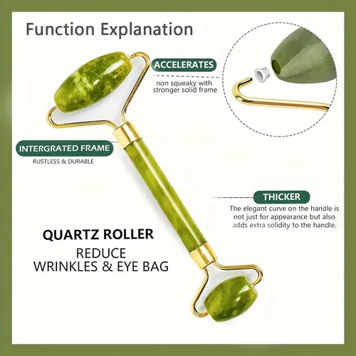 Rodillo Y Gua Sha De Piedra Verde Para Masaje Facial